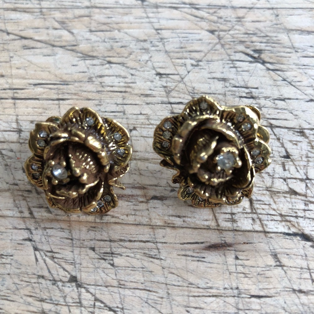 3 pairs vintage rhinestone clip on earrings - Picture 4 of 4